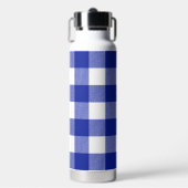Blauwe en Witte Buffel Plaid Waterfles (Voorkant)