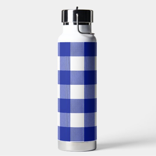 Blauwe en Witte Buffel Plaid Waterfles (Links)