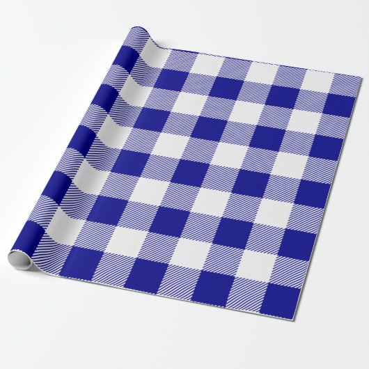 Blauwe en witte buffelplaat cadeaupapier (Uitgerold)