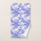 Blauwe en witte bultrug bad handdoek (Handdoek)