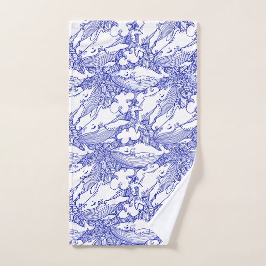 Blauwe en witte bultrug bad handdoek (Handdoek)