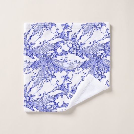 Blauwe en witte bultrug bad handdoek (Wasdoekje)