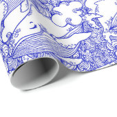 Blauwe en witte bultrug cadeaupapier (Rol Hoek)