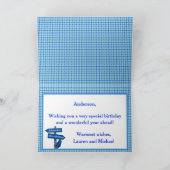 Blauwe en witte  Camper Happy Birthday Kaart (Binnen)