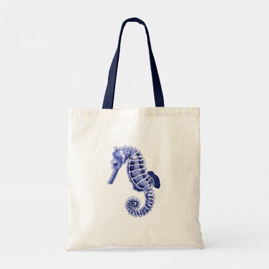 Blauwe en witte canvas tas (Achterkant)