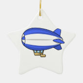 Blauwe en witte Cartoon Blimp Keramisch Ornament (Voorkant)