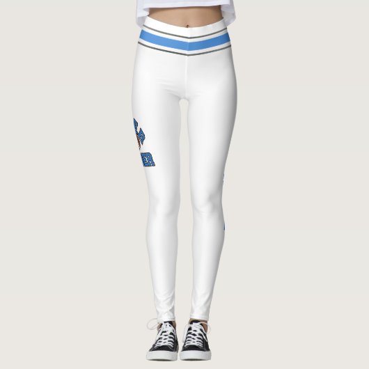 Blauwe en witte Cheerleaders personaliseren Leggin Leggings (Voorkant)