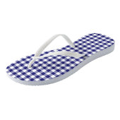 Blauwe en witte cheques in het gingham-patroon teenslippers (Schuin)