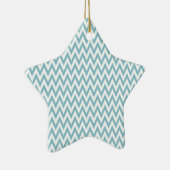 Blauwe en witte Chevron Keramisch Ornament (Rechts)