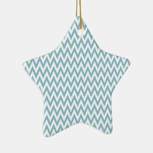 Blauwe en witte Chevron Keramisch Ornament (Rechts)