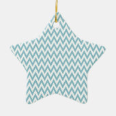 Blauwe en witte Chevron Keramisch Ornament (Voorkant)
