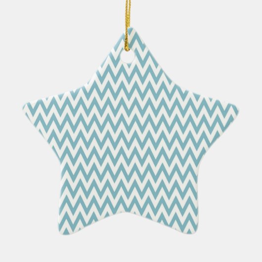 Blauwe en witte Chevron Keramisch Ornament (Voorkant)