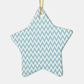 Blauwe en witte Chevron Keramisch Ornament (Links)
