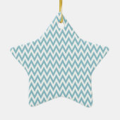 Blauwe en witte Chevron Keramisch Ornament (Achterkant)