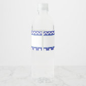 Blauwe en witte Chevron & Polka Dot Baby Waterfles Etiket (Achterkant)