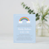 Blauwe en witte Chevron, regenboogBaby shower Kaart (Staand voorkant)