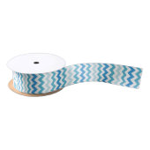 Blauwe en witte Chevron Striped Ribbon Satijnen Lint (Spoel)