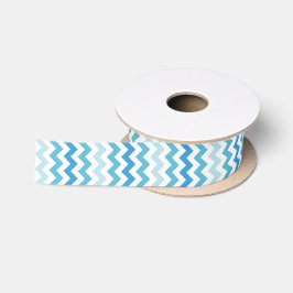 Blauwe en witte Chevron Striped Ribbon Satijnen Lint