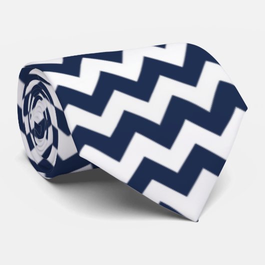 Blauwe en witte Chevron Stripes Stropdas (Opgerold)