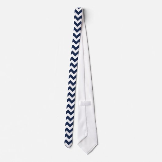 Blauwe en witte Chevron Stripes Stropdas (Achterkant)