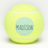 Blauwe en witte Chevron Super Cute Custom Name Tennisballen (Achterkant)