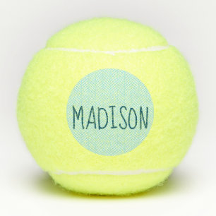 Blauwe en witte Chevron Super Cute Custom Name Tennisballen