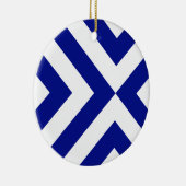 Blauwe en witte Chevrons Keramisch Ornament (Rechts)