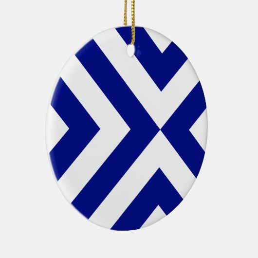 Blauwe en witte Chevrons Keramisch Ornament (Rechts)