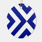 Blauwe en witte Chevrons Keramisch Ornament (Links)