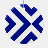 Blauwe en witte Chevrons Keramisch Ornament (Achterkant)