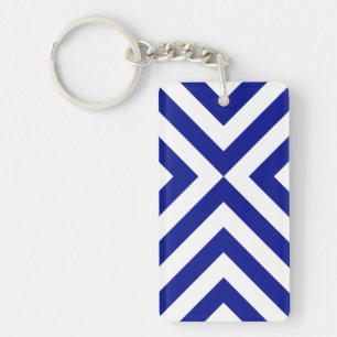 Blauwe en witte Chevrons Sleutelhanger