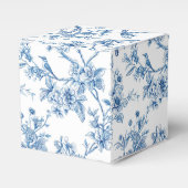 Blauwe en witte Chinoiserie Bloemvogels Bedankdoosjes (Voorkant Zijde)