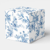 Blauwe en witte Chinoiserie Bloemvogels Bedankdoosjes (Achterkant)