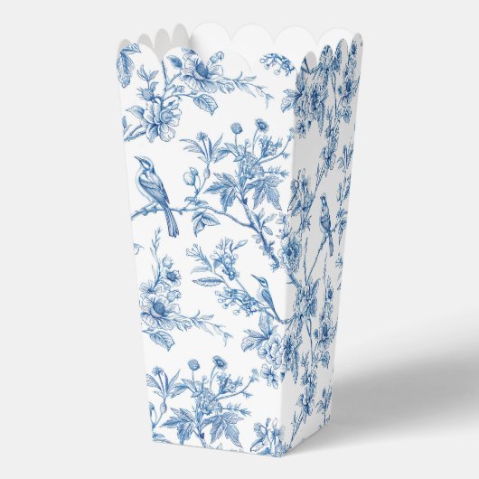 Blauwe en witte Chinoiserie Bloemvogels Bedankdoosjes (Achterkant)