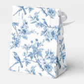 Blauwe en witte Chinoiserie Bloemvogels Bedankdoosjes (Achterkant)