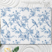 Blauwe en witte Chinoiserie Bloemvogels Tissuepapier