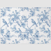 Blauwe en witte Chinoiserie Bloemvogels Tissuepapier (Voorkant)