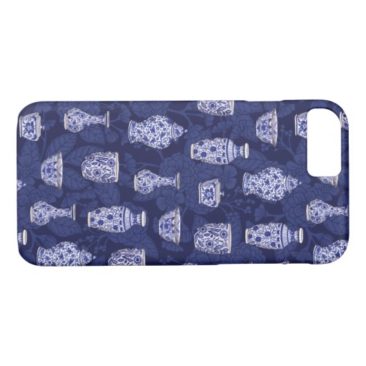 Blauwe en witte Chinoiserie/Delftware Pottery Case-Mate iPhone Case (Achterkant (Horizontaal))