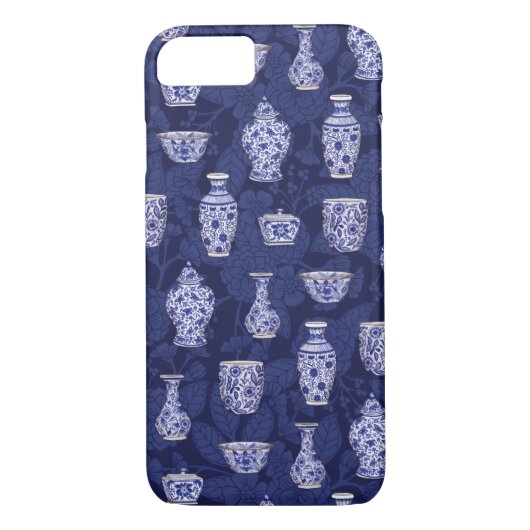 Blauwe en witte Chinoiserie/Delftware Pottery Case-Mate iPhone Case (Achterkant)