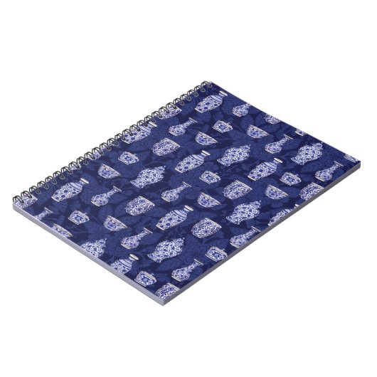 Blauwe en witte Chinoiserie/Delftware Pottery Notitieboek (Linkerzijde)