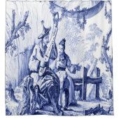 Blauwe en witte Chinoiserie Douchegordijn (Voorkant)