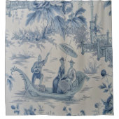 Blauwe en witte Chinoiserie Douchegordijn (Voorkant)