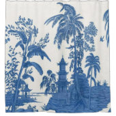 Blauwe en witte Chinoiserie Douchegordijn (Voorkant)