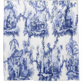 Blauwe en witte Chinoiserie Douchegordijn (Voorkant)