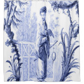 Blauwe en witte Chinoiserie Douchegordijn (Voorkant)