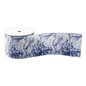 Blauwe en witte Chinoiserie Grosgrain Lint (Spoel)