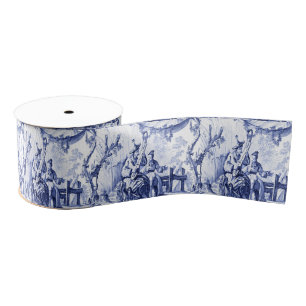 Blauwe en witte Chinoiserie Grosgrain Lint