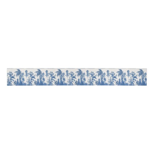 Blauwe en witte Chinoiserie Grosgrain Lint (Voorkant)