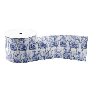 Blauwe en witte Chinoiserie Grosgrain Lint