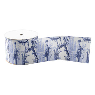 Blauwe en witte Chinoiserie Grosgrain Lint